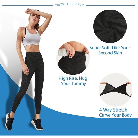 High Waisted Leggings for Women - No See Through Tummy Control Cycling Workout Y - Picture 3 of 6